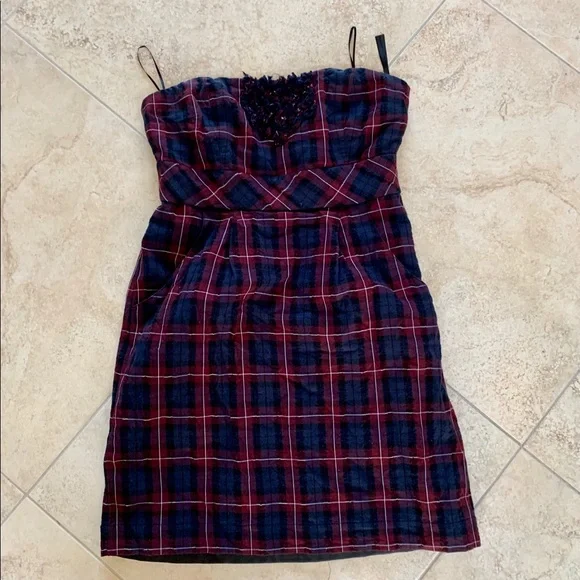 princess polly baby blue dress Plaid Strapless Bubble Mini Dress – edikted main image 1